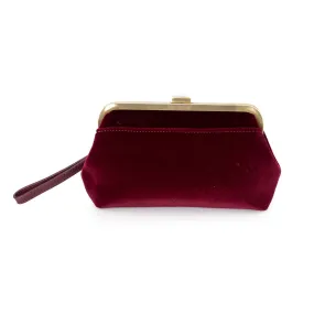 Burgundy Velvet Vivie Frame Lock Crossbody