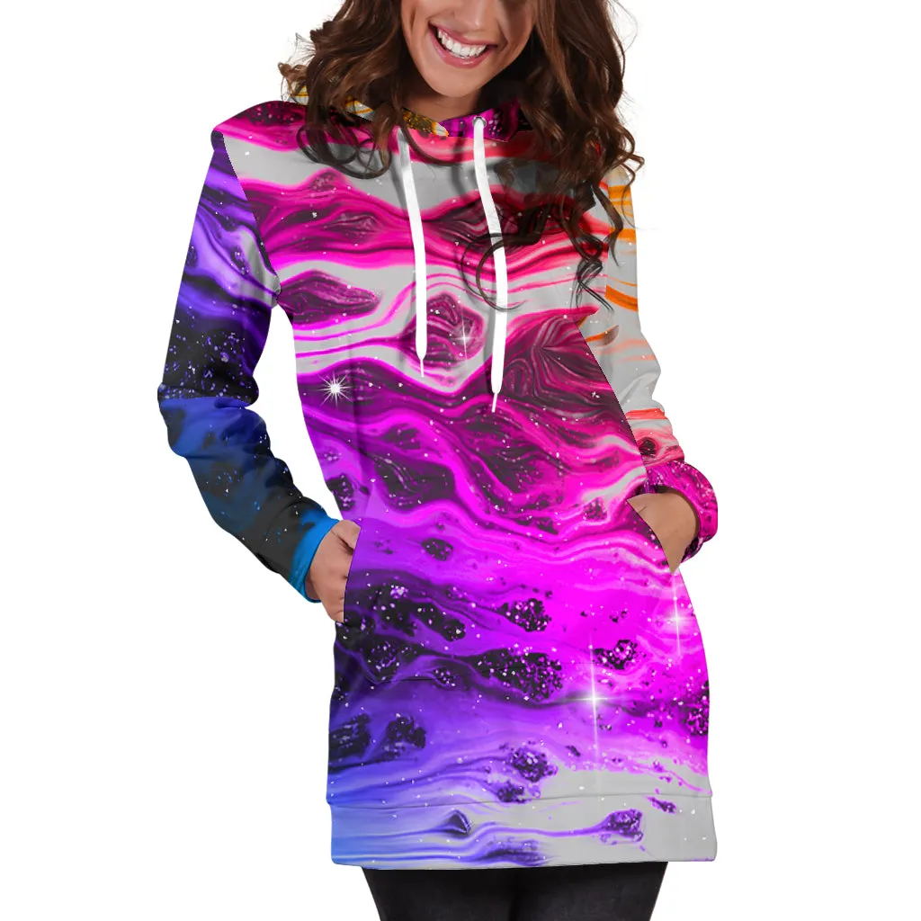 CALL ME BACK WOMENS HOODIE DRESS | MALAVIDA