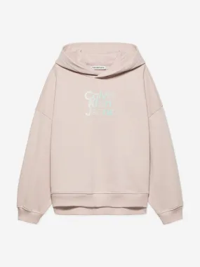 Calvin Klein Girls Gradient Flock Logo Hoodie in Pink