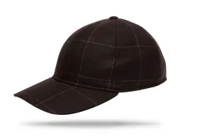 Cashmere Baseball Cap - Brown Windowpane - W