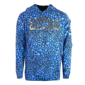 Cavalli Class Leopard Print Blue Hoodie