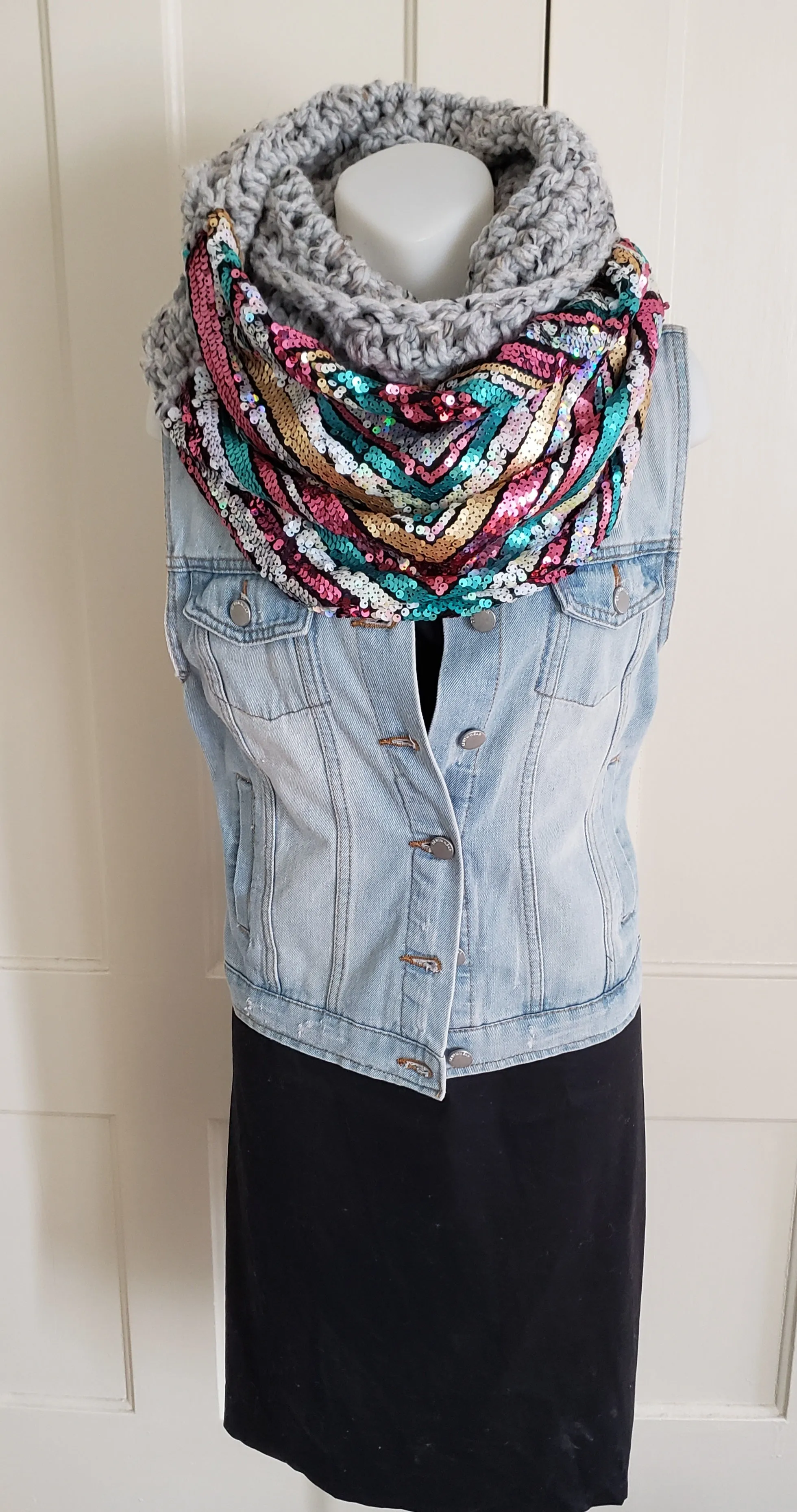 Chevron Stripe Mermaid Sequin Scarf