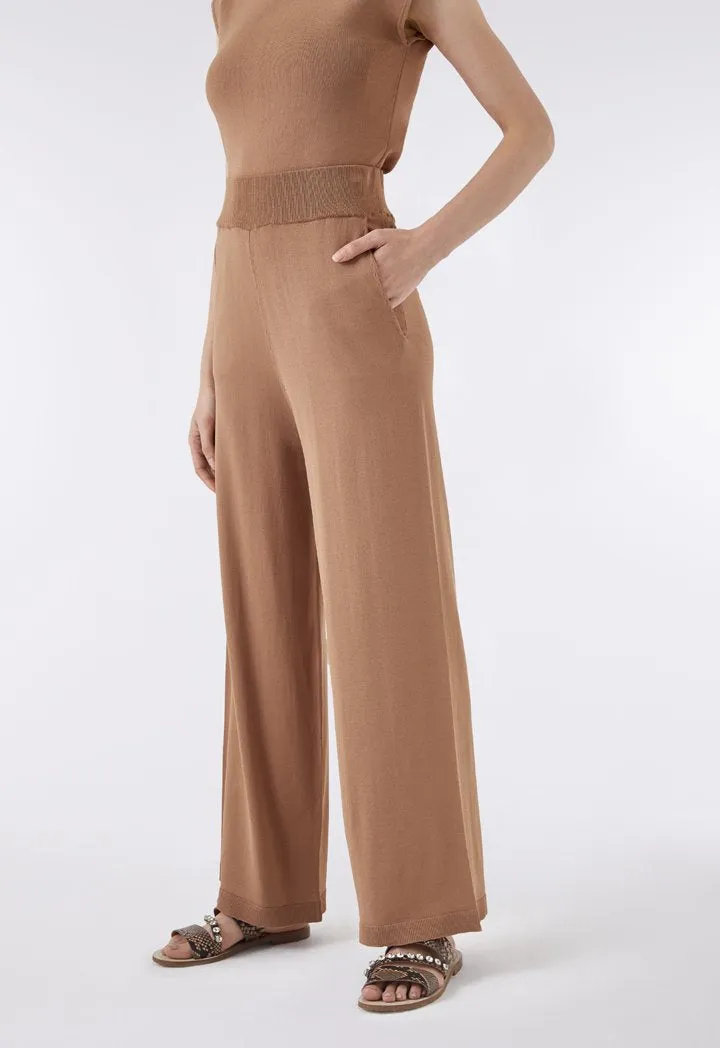 Choice High Waist Knit Palazzo Pants  Tobac