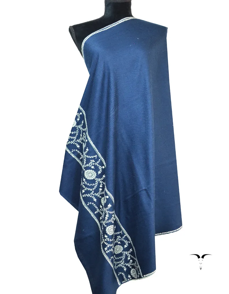 cobalt blue embroidery pashmina shawl 8607