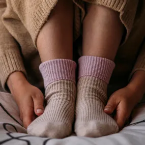 Contrast Turnover Cashmere Bed Socks