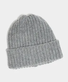 Corgi Wool/Cashmere Ribbed Beanie in Flannel Grey