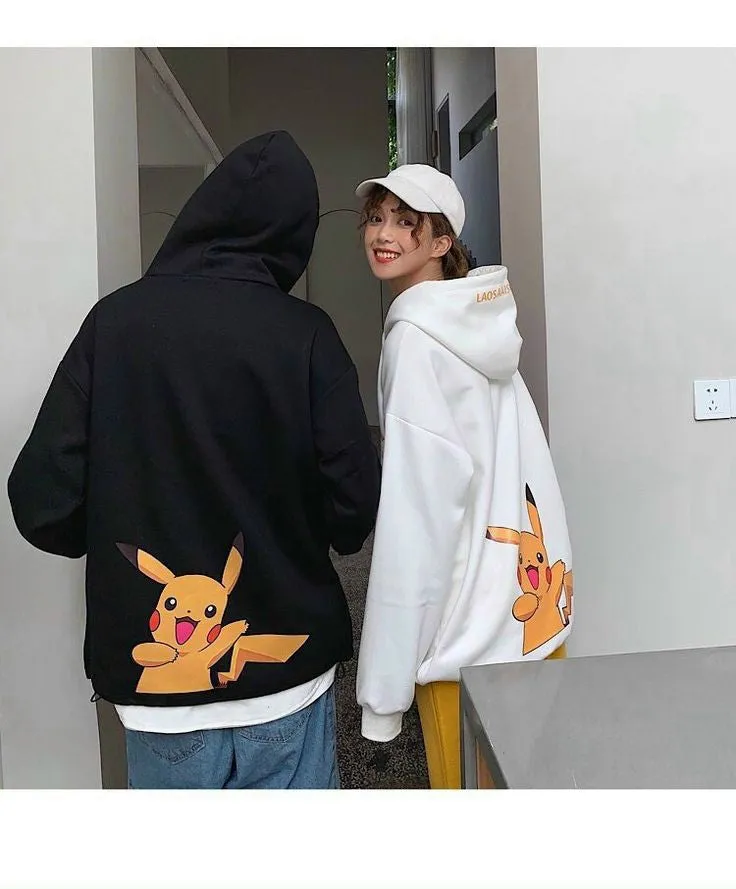 Cute Couples Matching Pikachu Printed Oversize Hoodie