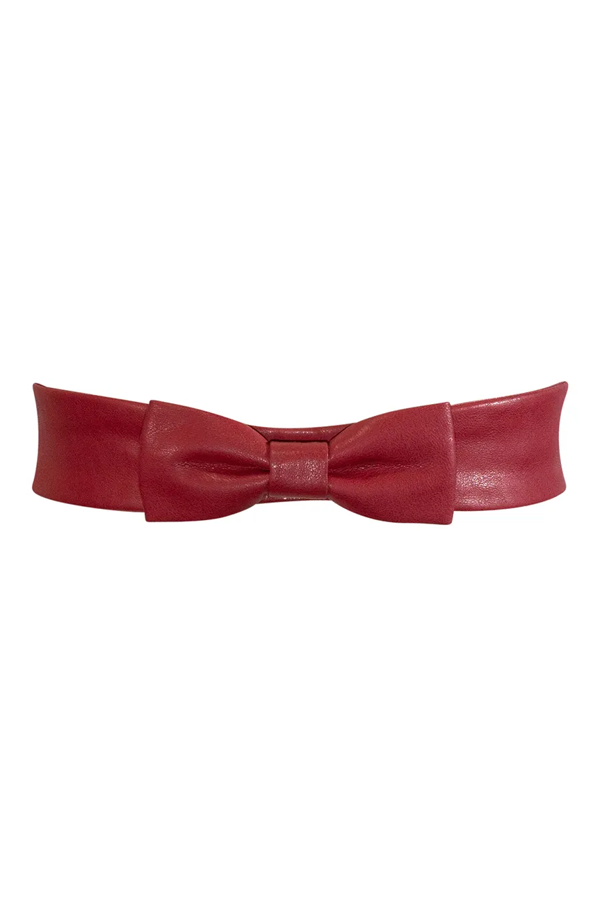 D'Amour Leather Petite Bow Belt (Burgundy)