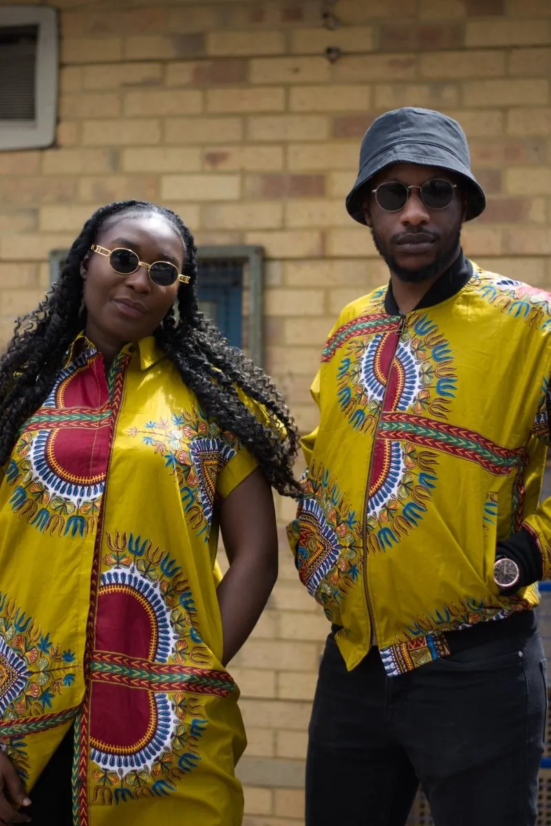 Dashiki Bomber Jacket In Brown African Print