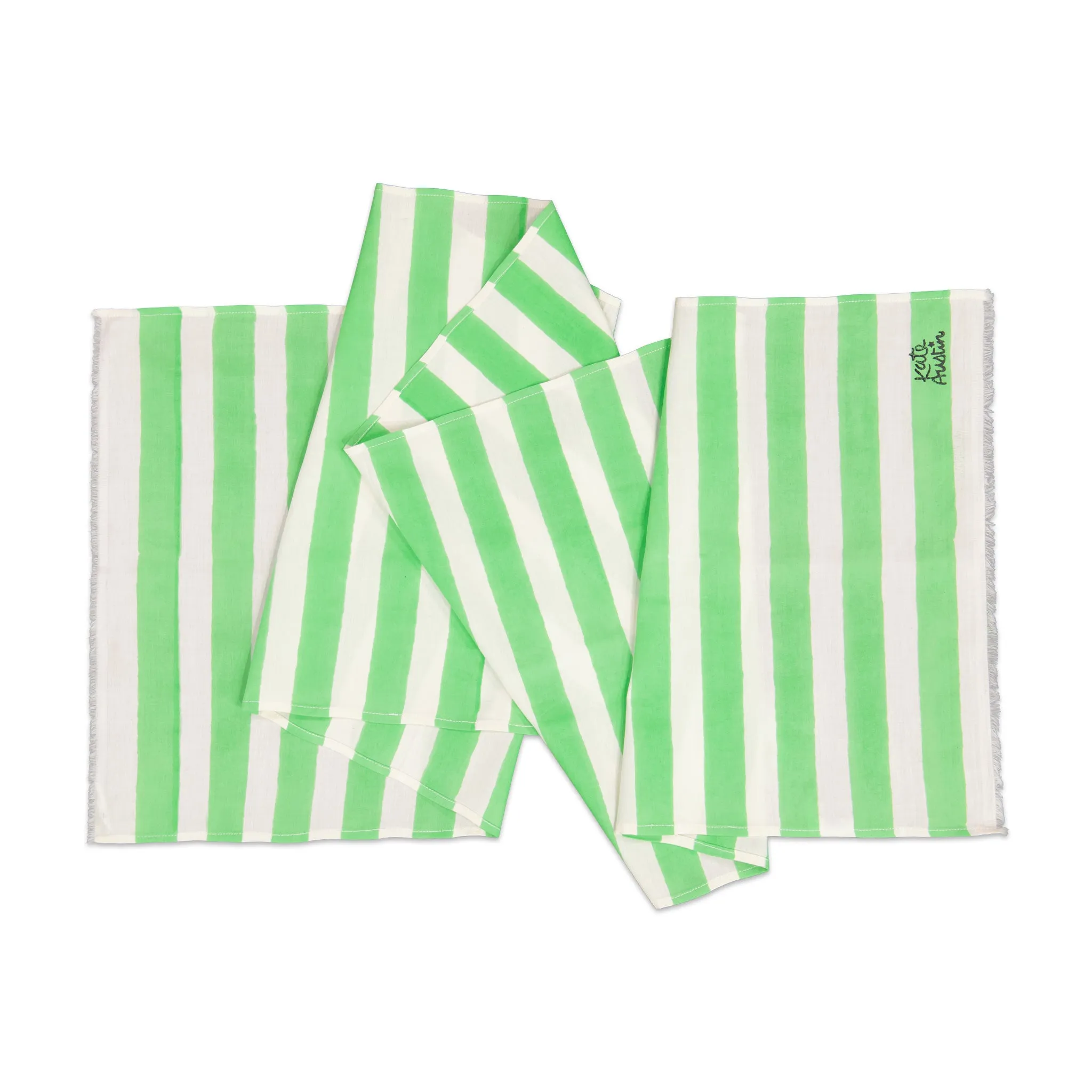 Donna Scarf in Green White Cabana Stripe