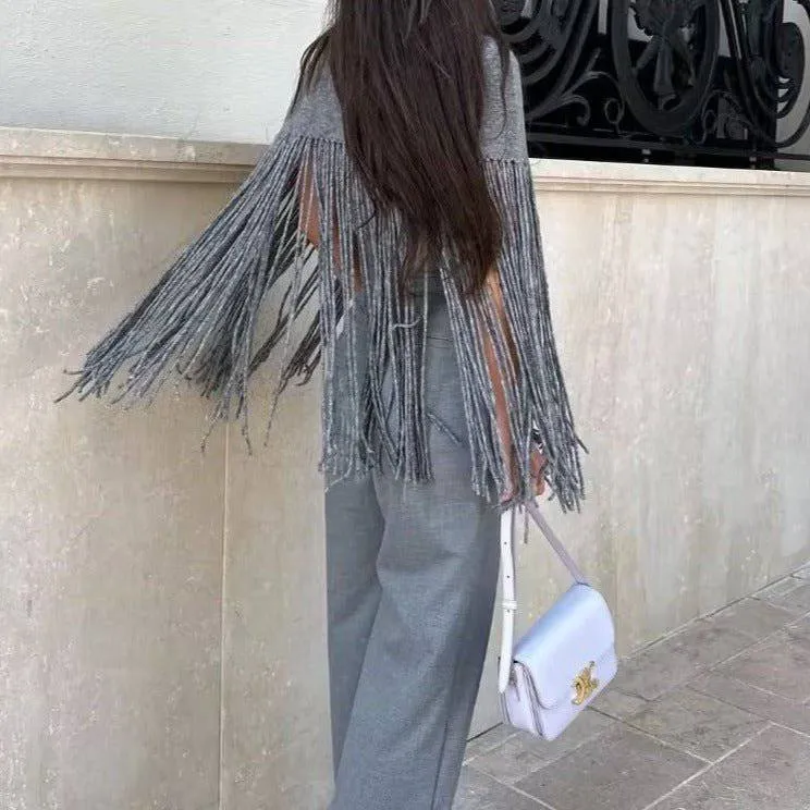 Eleanor Fringe Knitted Cape Top