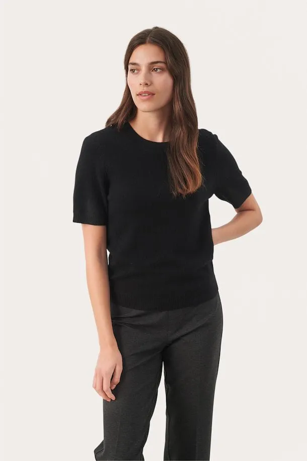 Everlotta Black Short Sleeve Cashmere Sweater