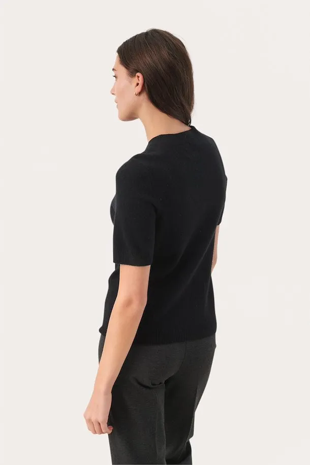 Everlotta Black Short Sleeve Cashmere Sweater