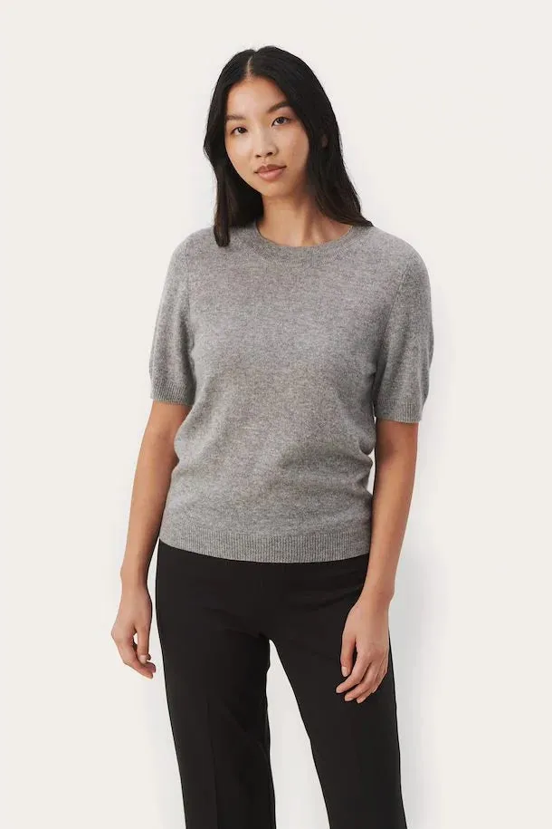 Everlotta Grey Short Sleeve Cashmere Sweater