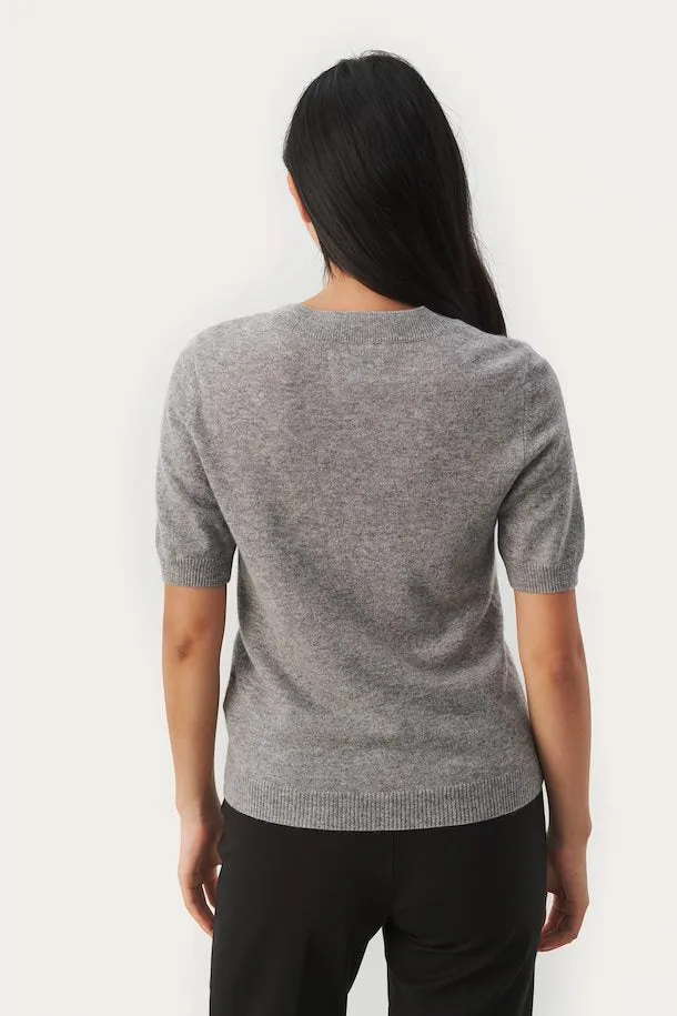 Everlotta Grey Short Sleeve Cashmere Sweater