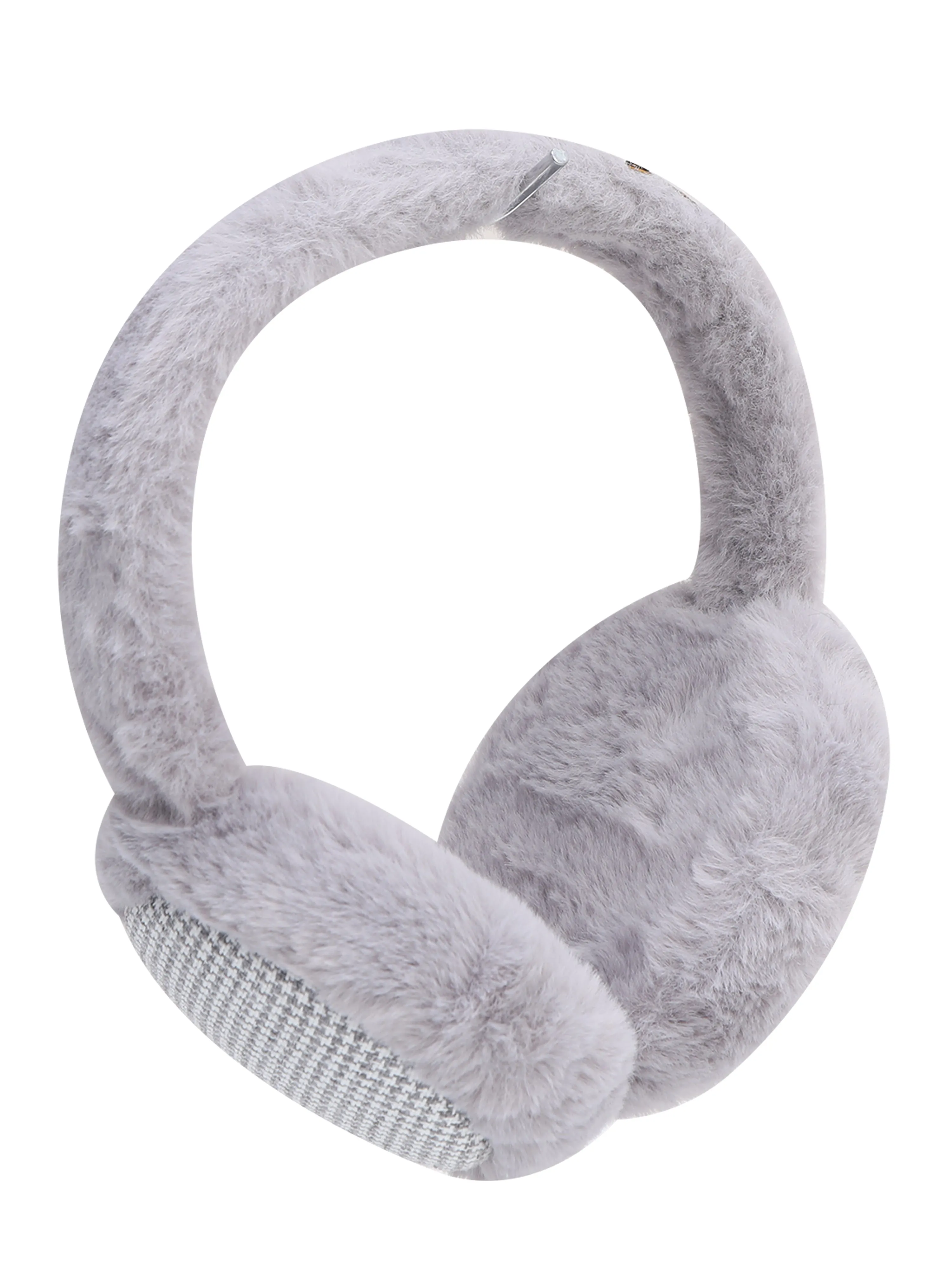 Fabseasons Checkered Grey Winter Ear Muffs for All Ages: Keep Warm Outdoors