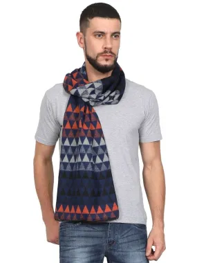 FabSeasons Navy Orange Men's Casual Checkered Acrylic Muffler