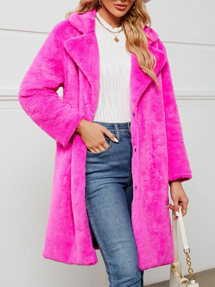 Fake Fur Teddy Coat Open Front Parka Outwear