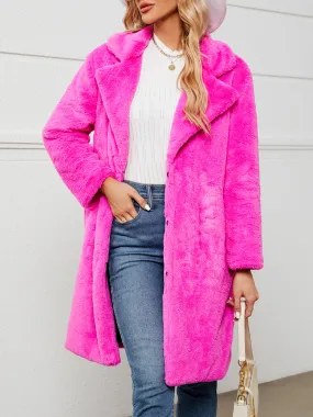 Fake Fur Teddy Coat Open Front Parka Outwear