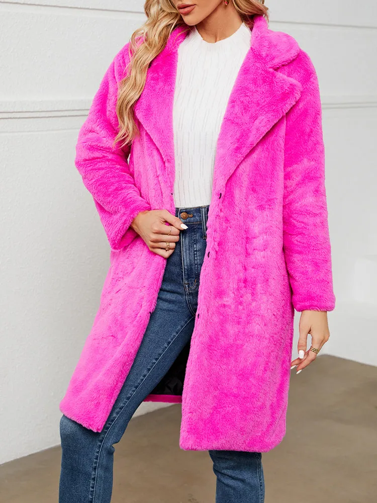 Fake Fur Teddy Coat Open Front Parka Outwear