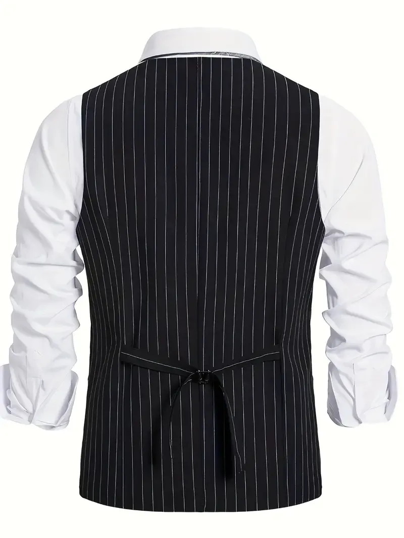 Fashion Men's Striped Vest V-neck Waistcoat