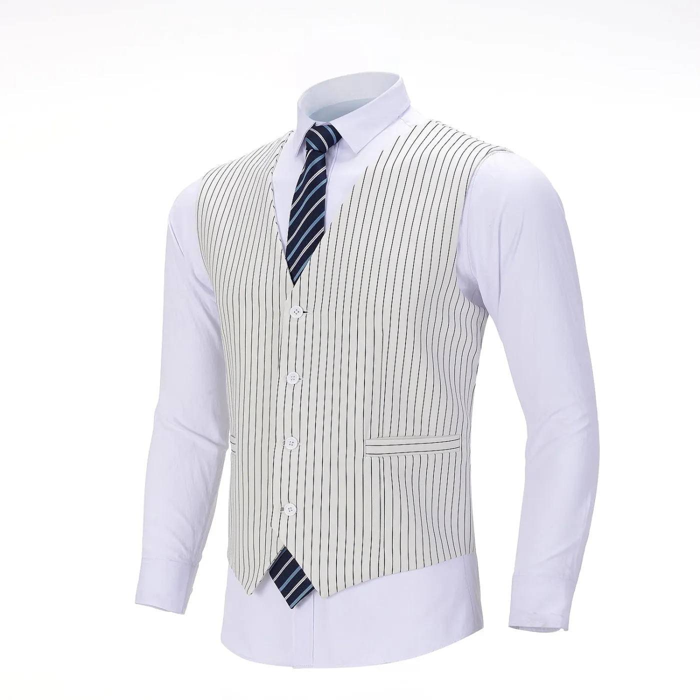 Fashion Men's Striped Vest V-neck Waistcoat