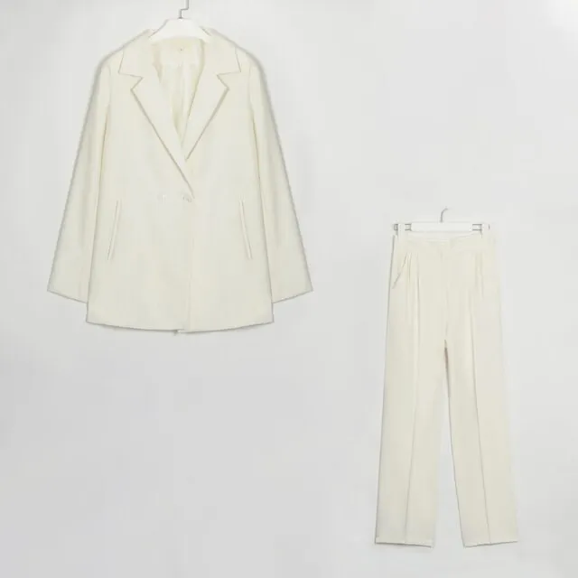 FashionSierra - Double Breasted Blazer High Waist Straight Pants