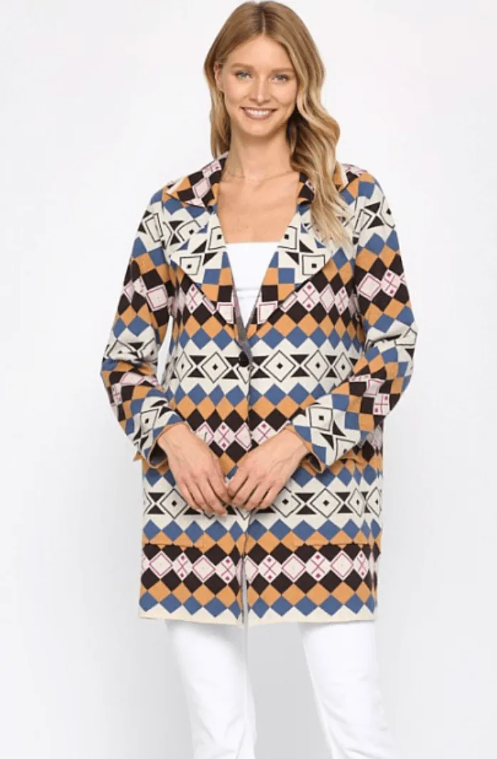 FATE Jacket in geo print and pockets FW6555