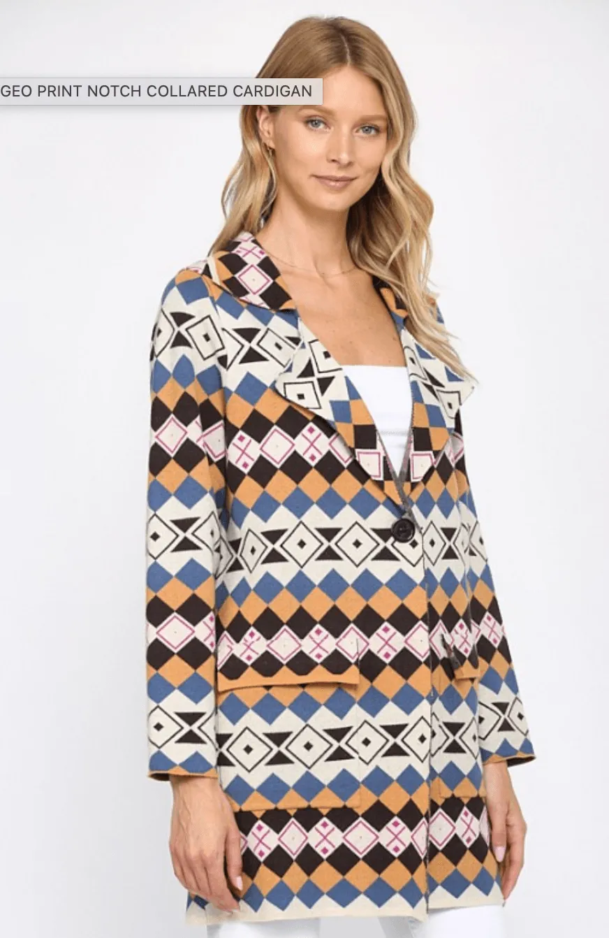 FATE Jacket in geo print and pockets FW6555