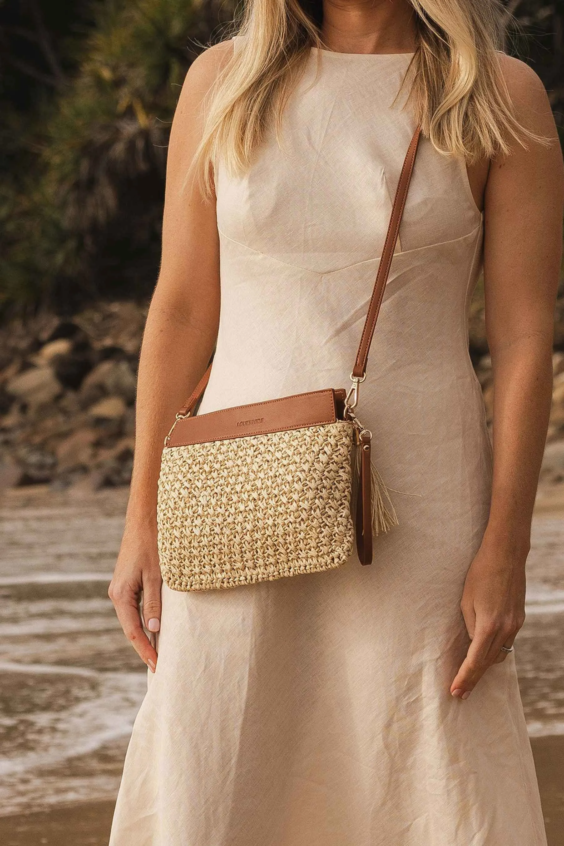 Fern Raffia Clutch | Tan