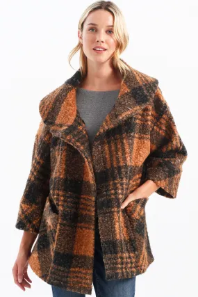 FUNNEL PLAID COAT