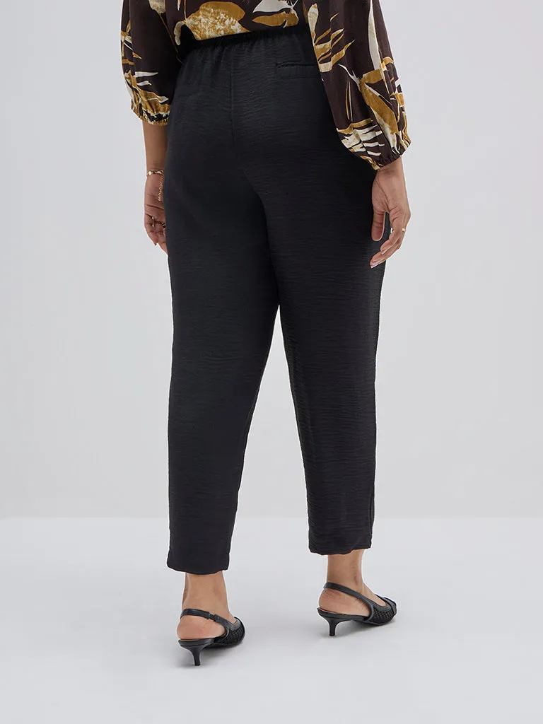 Gia Black Textured High-Rise Pants