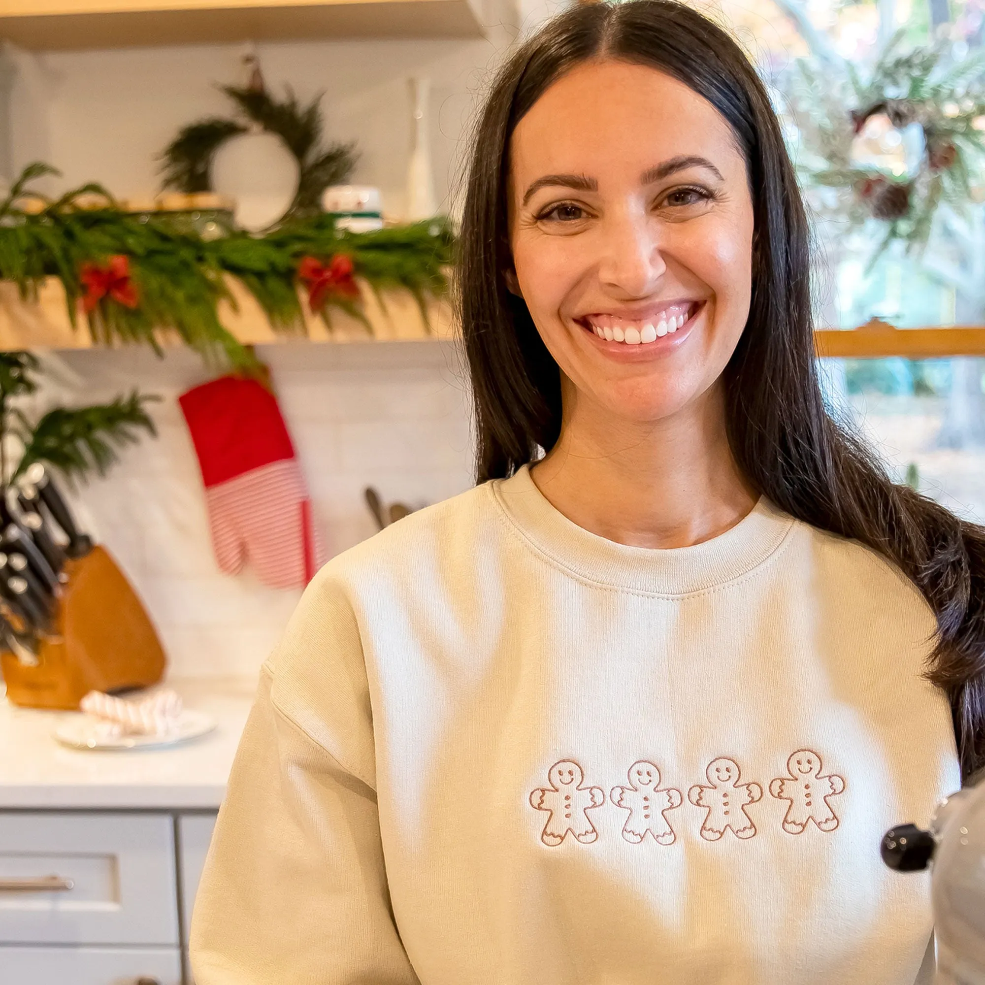 Gingerbread Men Embroidered Gemma Sweatshirt