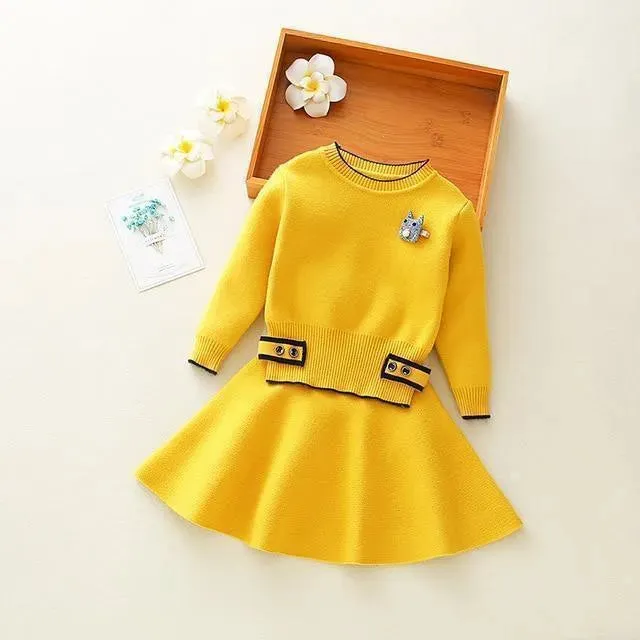 Girls Clothing Sets Kids Knitted Suits Long Sleeve