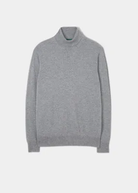 Glenure Men's Cashmere Roll Neck Jumper in Light Grey Mix - Regular Fit