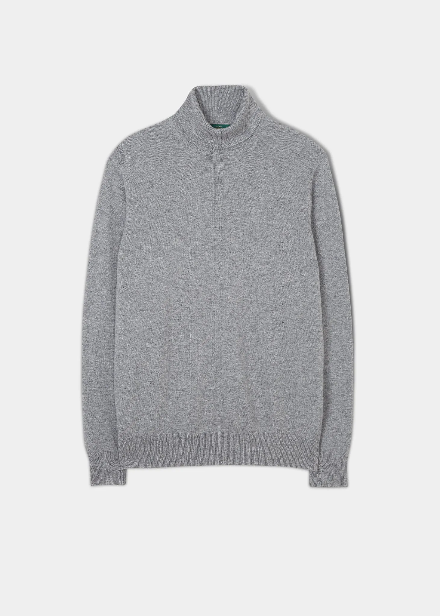 Glenure Men's Cashmere Roll Neck Jumper in Light Grey Mix - Regular Fit