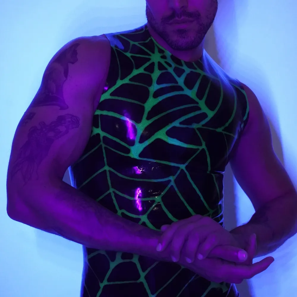 Glow Spider Web Print Muscle Tee READY TO SHIP