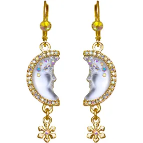 Goddess Seaview Moon Shadow Snowy Leverback Earrings (Goldtone)