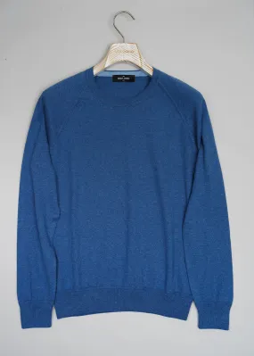 Gran Sasso Cotton Cashmere Raglan Crewneck / Blue