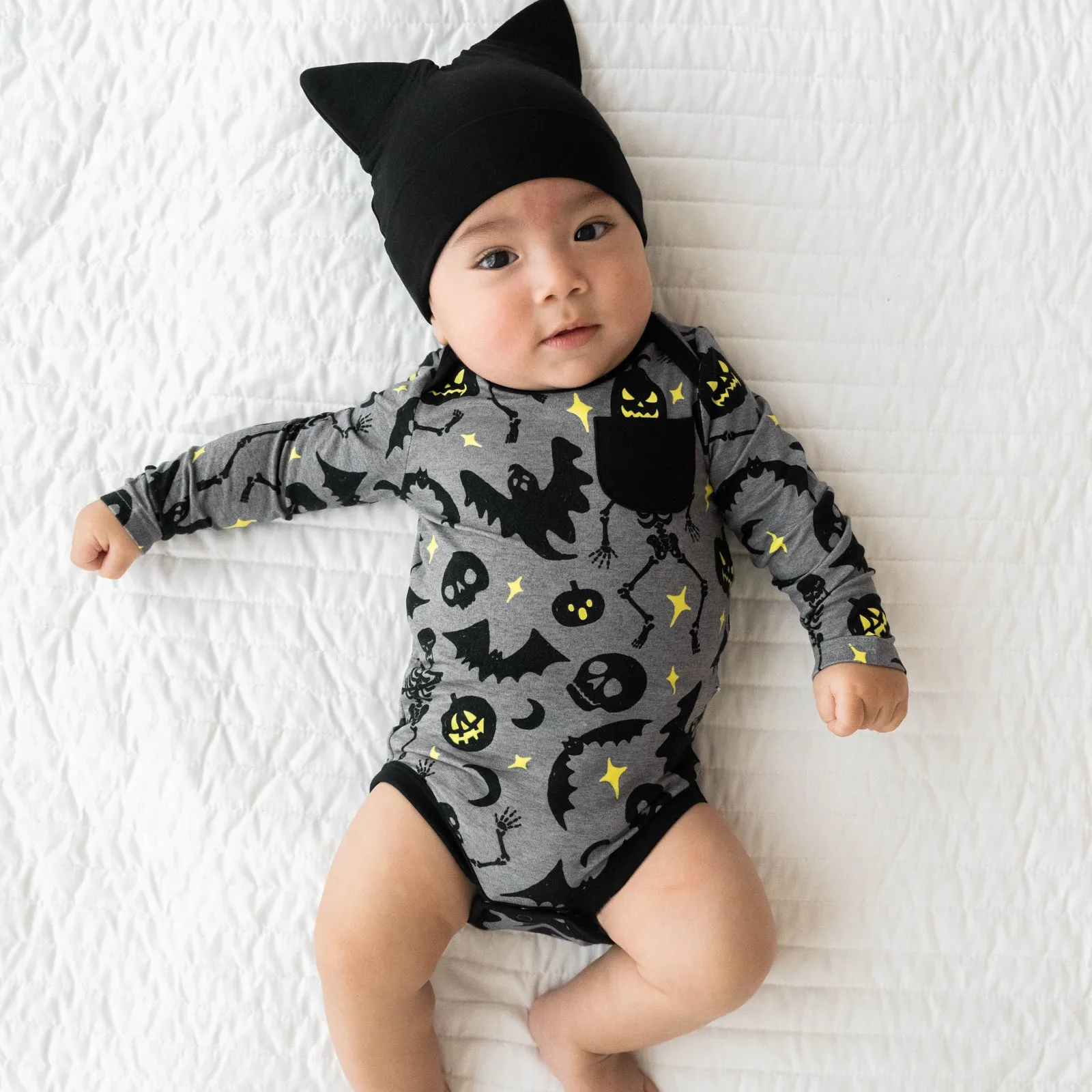 Gray Glowing Ghouls Pocket Bodysuit