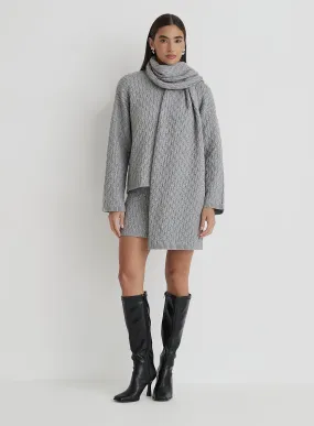 Grey Cable Knit Jumper With Scarf- Gabriel