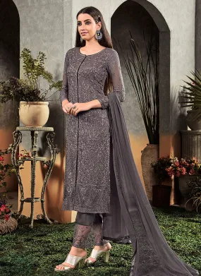 Grey Overall Embroidered Pakistani Pant Suit