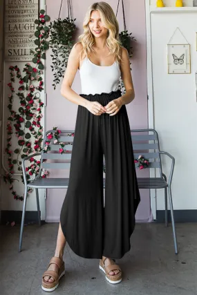 Heimish Full Size Frill Slit High Waist Wide Leg Pants