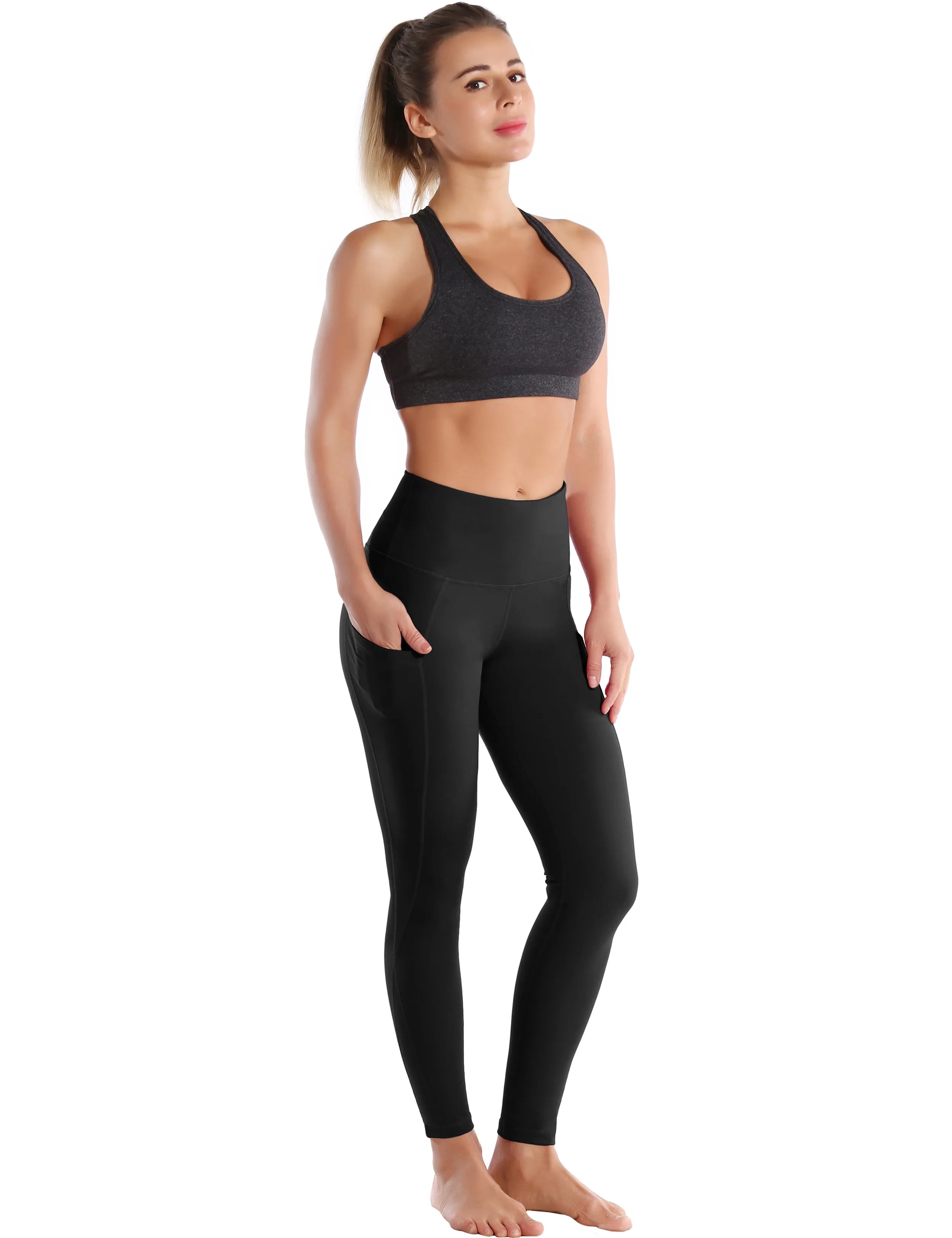 High Waist Side Pockets Golf Pants jetblack_Golf