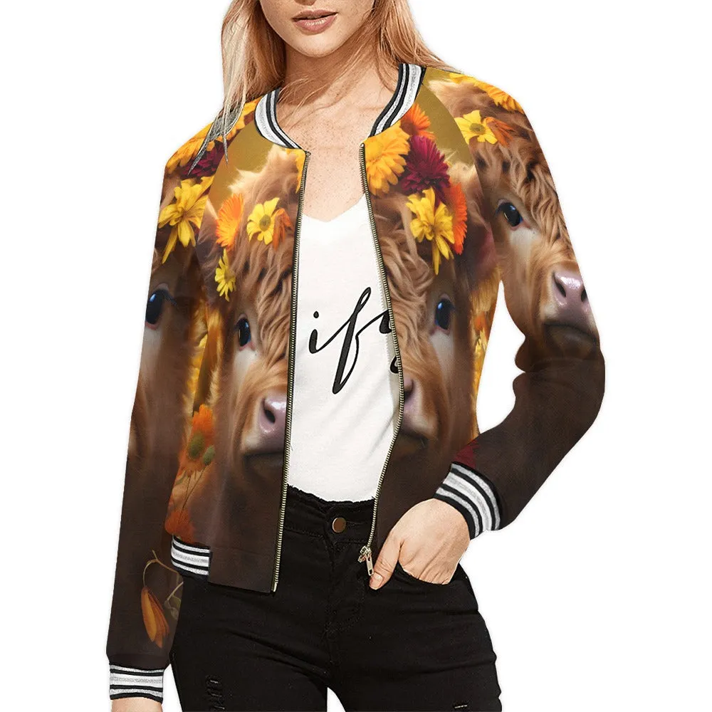 Highland Cow awd48 Bomber Jacket for Women