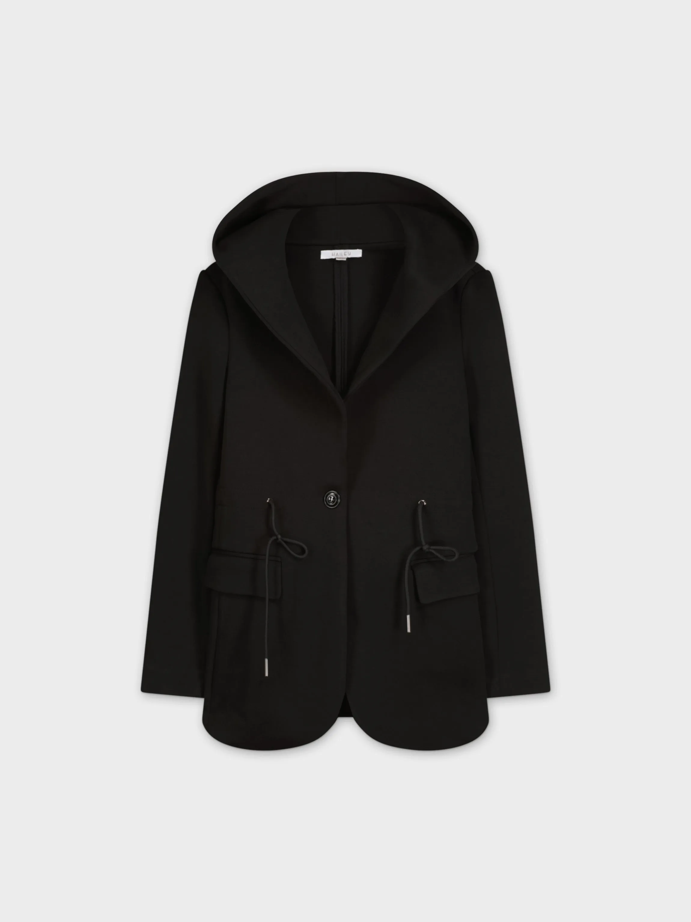 HOODED BLAZER-BLACK