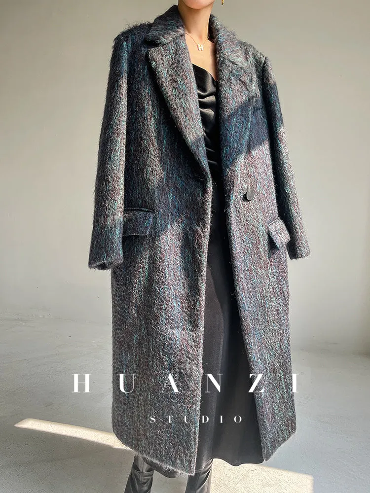 Huanzi custom dyed couture mohair water ripple wool cautumn and winter coat  - Kendu