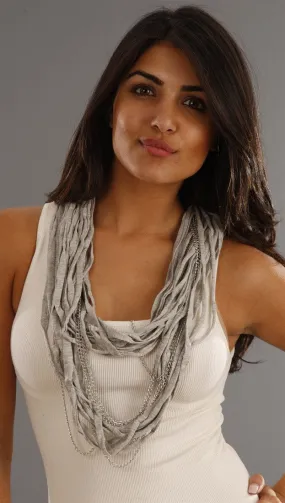 Jessyka Robyn Thin Infinity Scarf Chain Necklace in Grey