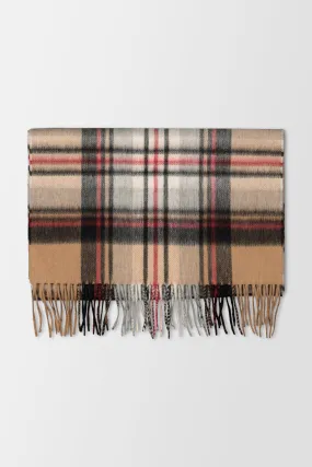 Joshua Ellis Camel Stewart Ripple Tartan Scarf