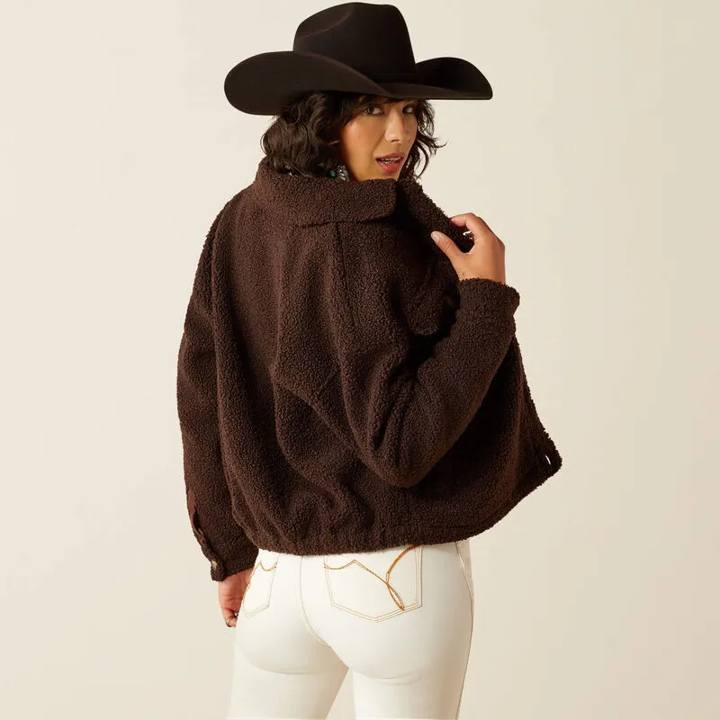 Julep Cropped Sherpa Jacket - Mole